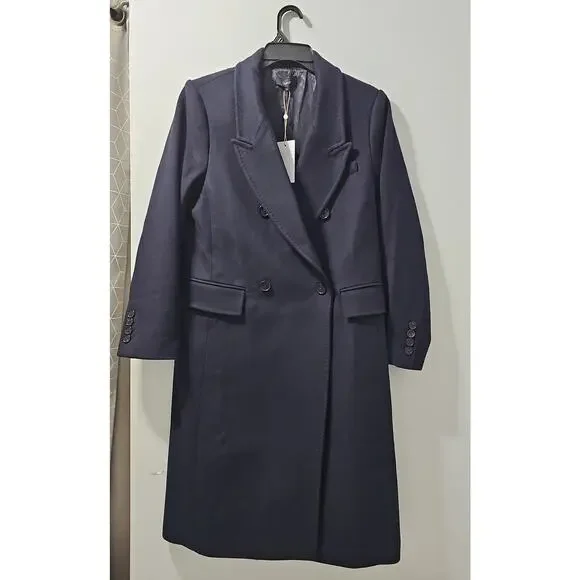 NWT Quince Italian Wool Double Breasted Coat Womens Medium Navy MSRP 190 - Picture 11 of 12